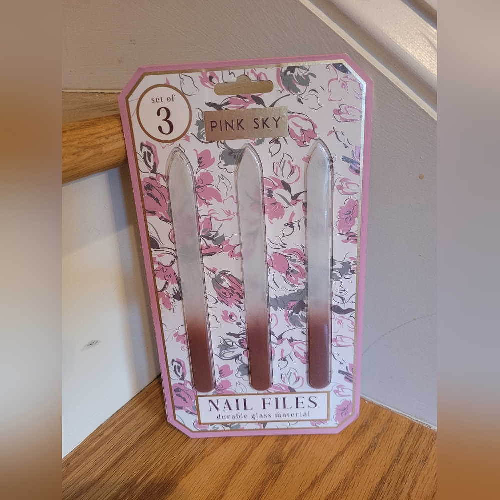 NEW Pink Sky 3 Glass Nail Files